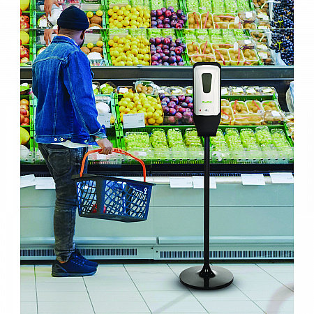 Automatic Foam Hand Sanitizer/Soap Dispenser with Floor Stand, 40 oz, 4.48 x 6 x 45, White (ALP430FS)