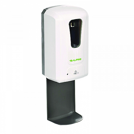 Wall Mount Automatic Gel Hand Sanitizer/Soap Dispenser with Drip Tray, 40 oz, 4.48 x 6 x 18.1, White (ALP430LT)