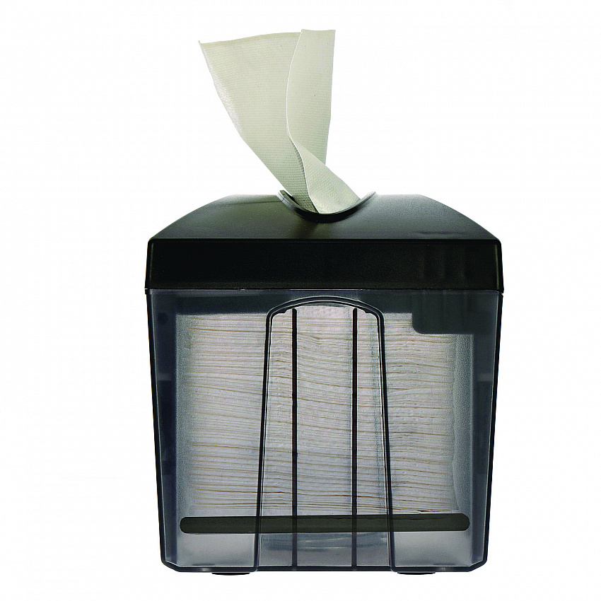 Interfold Table Top Dispenser Napkin Holder, 5.9 x 8 x 6.5, Black (ALP4332)