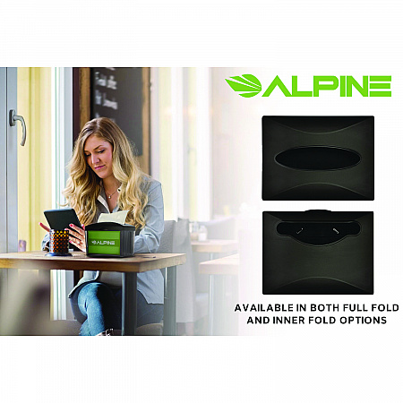 Interfold Table Top Dispenser Napkin Holder, 5.9 x 8 x 6.5, Black (ALP4332)