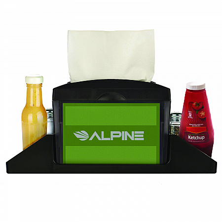 Interfold Table Top Dispenser Napkin Holder with Caddy, 6 x 14.17 x 6.5, Black (ALP4332C)