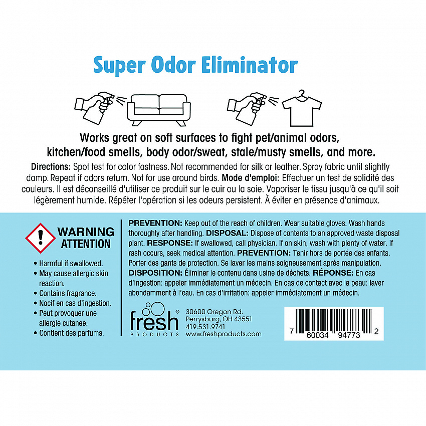 Super Odor Eliminator, 32 oz Spray Bottle, 6/Carton (632SOE)
