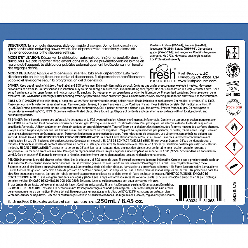 Fusion Metered Aerosols, Linen Fresh, 6.25 oz, 12/Carton (MA12LF)