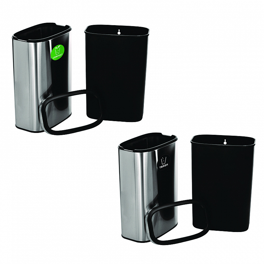 10.5 Gallon Compost and Trash Station, Brushed Stainless Steel (ALP47040LCOT)