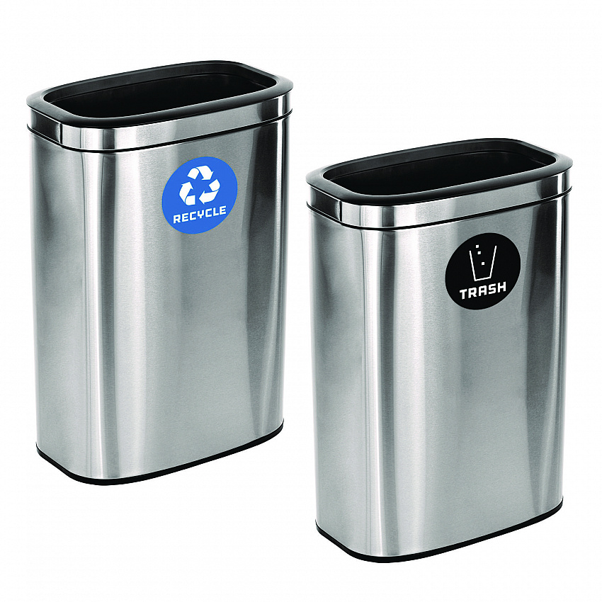 10.5 Gallon Recycle and Trash Station, Brushed Stainless Steel (ALP47040LRT)