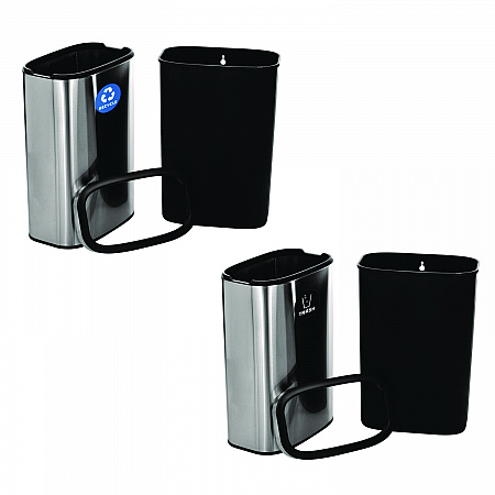 10.5 Gallon Recycle and Trash Station, Brushed Stainless Steel (ALP47040LRT)