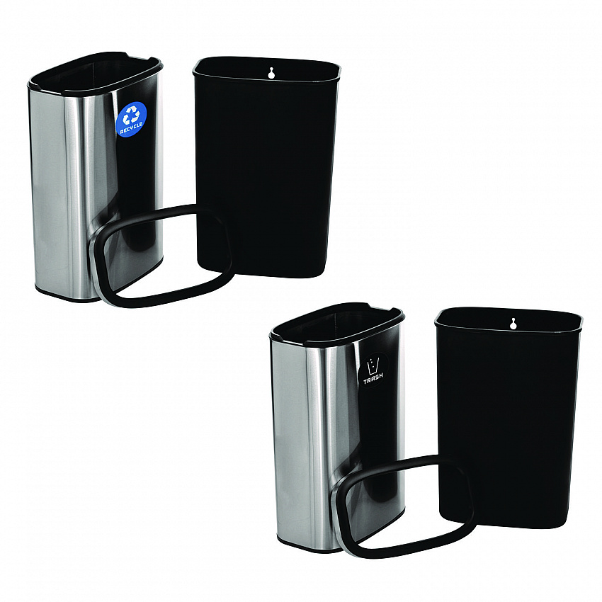 10.5 Gallon Recycle and Trash Station, Brushed Stainless Steel (ALP47040LRT)