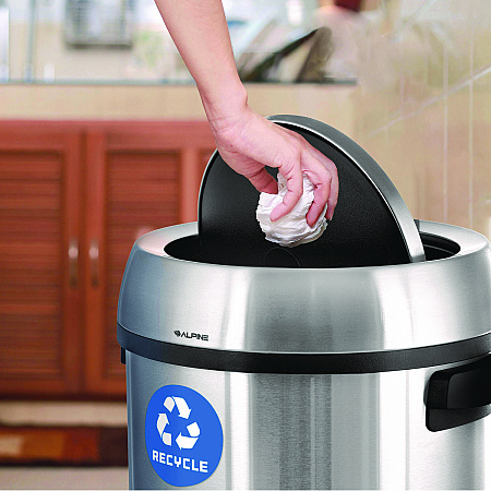 17 Gallon Stainless Steel Indoor Recycling Receptacle with Swivel Lid (ALP47065L1R)