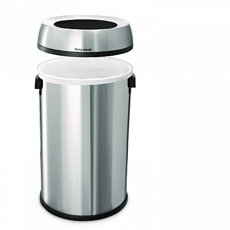 17 Gallon Stainless Steel Heavy-Gauge Brushed Open Top Commercial Trash Can (ALP47065L)