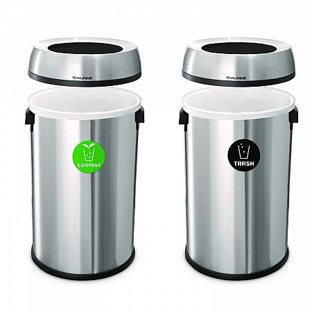 17 Gallon Stainless Steel Open Top Compost and Trash Station (ALP47065LCOT)