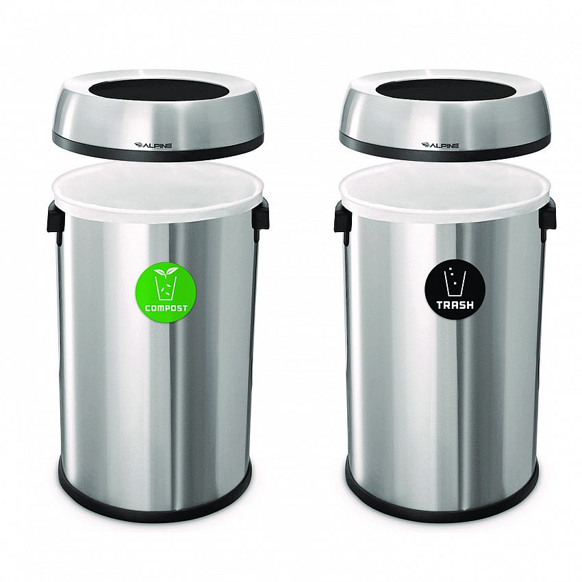17 Gallon Stainless Steel Open Top Compost and Trash Station (ALP47065LCOT)