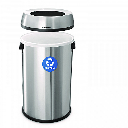 17 Gallon Stainless Steel Open Top Recycling Bin Receptacle (ALP47065LR)