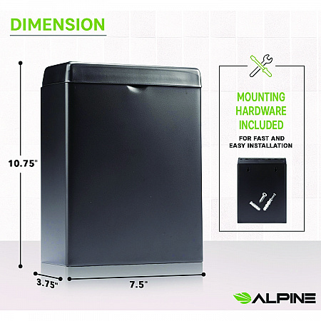 Stainless Steel Wall-Mounted Sanitary Napkin Receptacle, Black (ALP451SSBBLK)