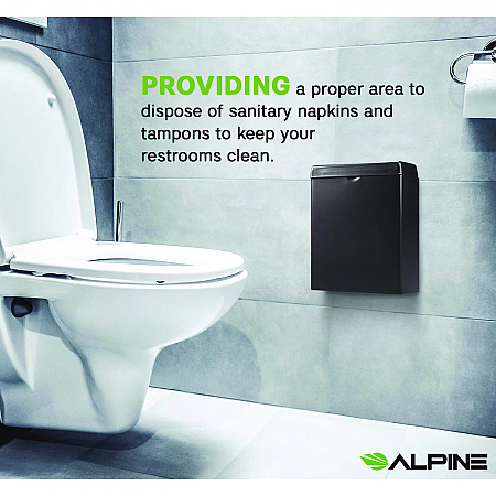 Stainless Steel Wall-Mounted Sanitary Napkin Receptacle, Black (ALP451SSBBLK)