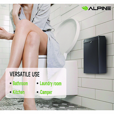 Stainless Steel Wall-Mounted Sanitary Napkin Receptacle, Black (ALP451SSBBLK)