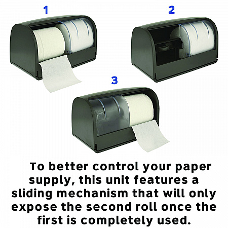 Side-by-Side Double Roll Toilet Tissue Dispenser, 6.3 x 6.3 x 10.3, Gray (ALP452GRY)
