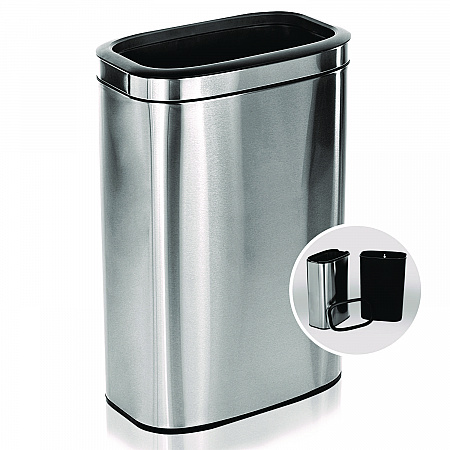 Stainless Steel Rectangular Liner Open Top Trash Can, 10.5 gal, Brushed Stainless Steel (ALP47040L)