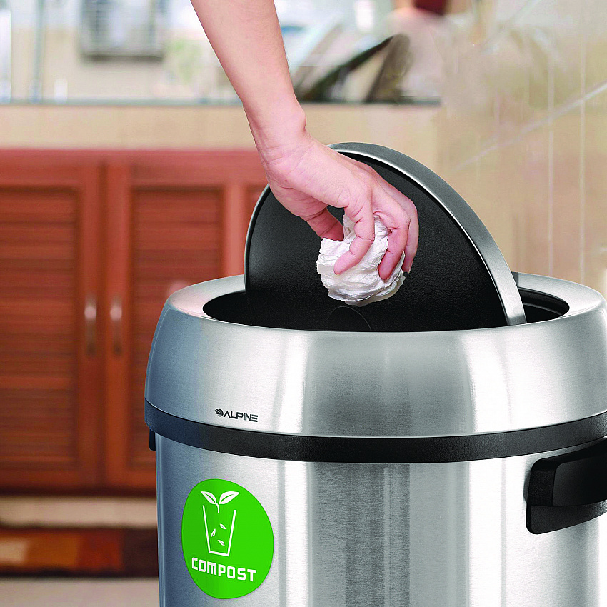 17 Gallon Stainless Steel Indoor Compost Receptacle with Swivel Lid (ALP47065L1CO)