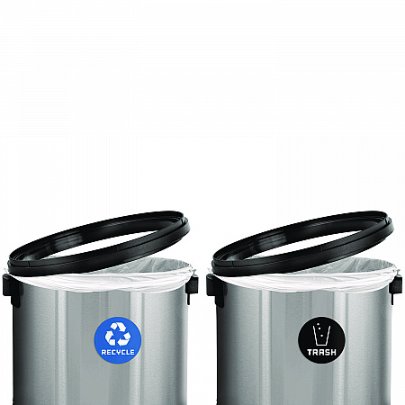 17 Gallon Stainless Steel Indoor Recycling Receptacle and Trash Station Swivel Lids (ALP47065L1RT)