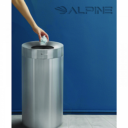 27 Gallon Stainless Steel Commercial Indoor Trash Can, Brushed Stainless Steel (ALP47527)