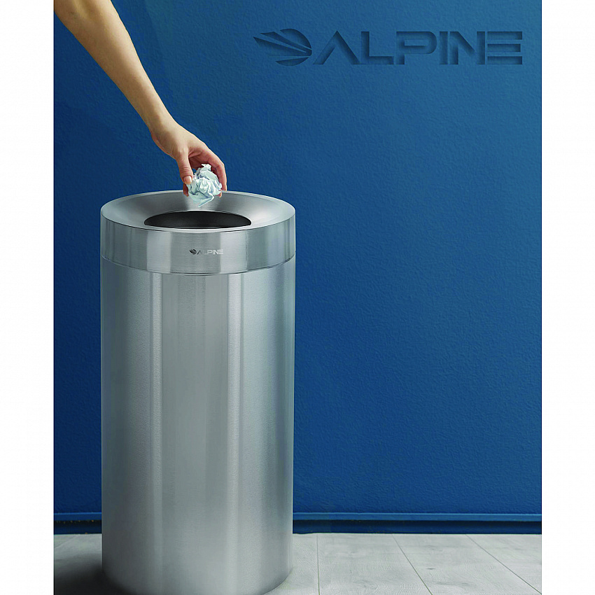 27 Gallon Stainless Steel Commercial Indoor Trash Can, Brushed Stainless Steel (ALP47527)