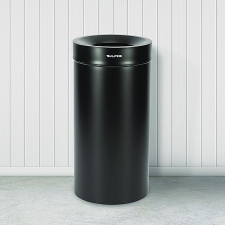 27 Gallon Stainless Steel Commercial Indoor Trash Can, Black (ALP47527BLK)