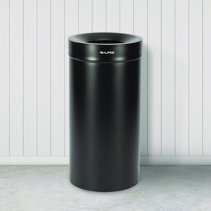 27 Gallon Stainless Steel Commercial Indoor Trash Can, Black (ALP47527BLK)