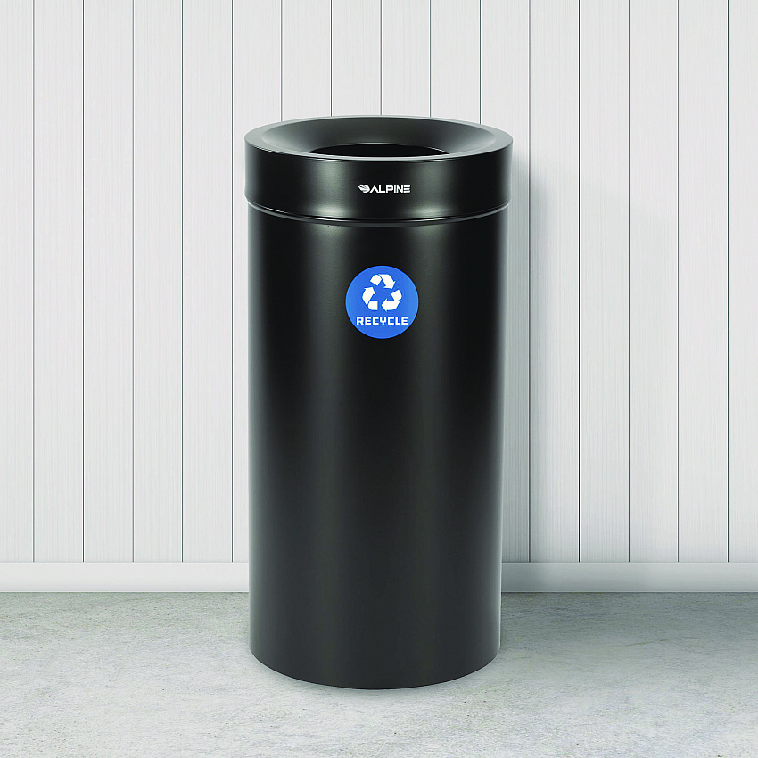 27 Gallon Stainless Steel Recycling Can, Black (ALP47527BLKR)