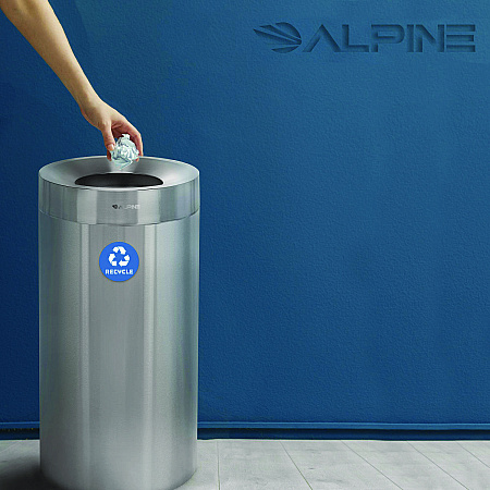 27 Gallon Stainless Steel Recycling Can, Brushed Stainless Steel (ALP47527R)