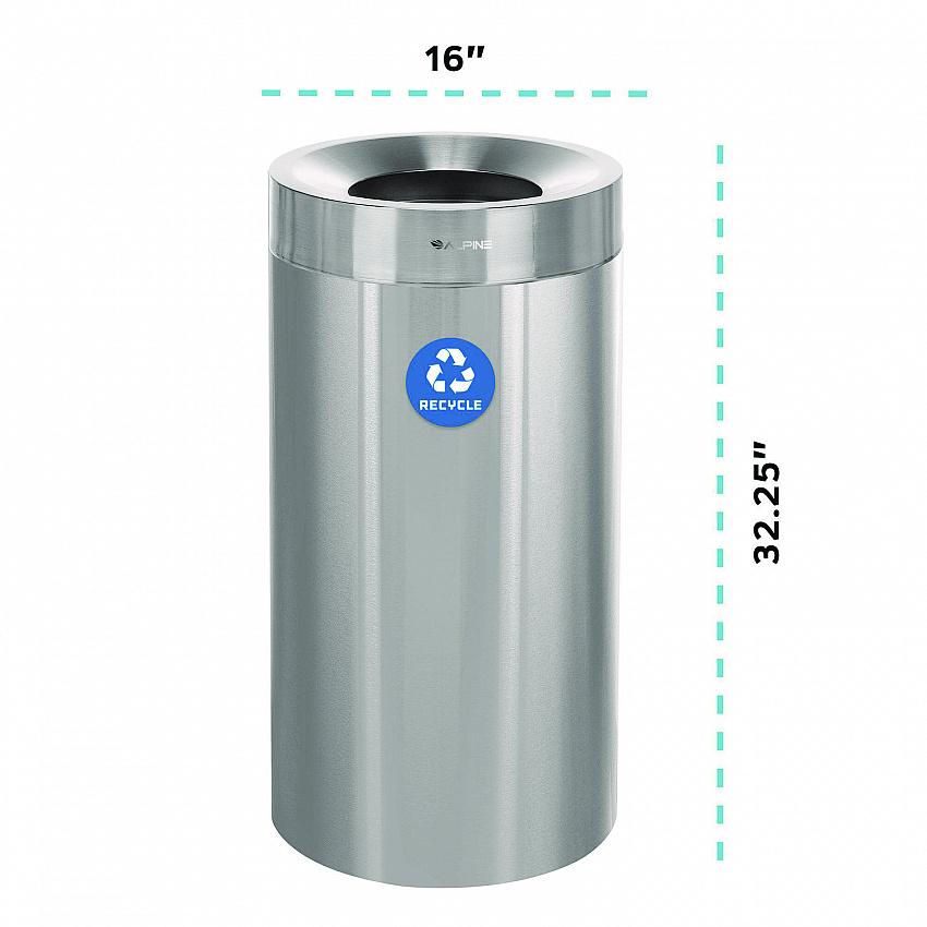 27 Gallon Stainless Steel Recycling Can, Brushed Stainless Steel (ALP47527R)