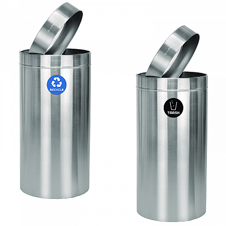 27 Gallon Stainless Steel Recycling Can and Trash Receptacle, Brushed Stainless Steel (ALP47527RT)