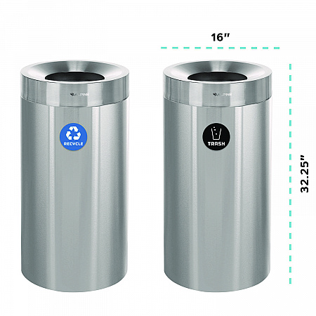 27 Gallon Stainless Steel Recycling Can and Trash Receptacle, Brushed Stainless Steel (ALP47527RT)