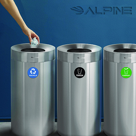 27 Gallon Stainless Steel Compost Bin, Recycling Can and Trash Receptacle, Brushed Stainless Steel (ALP47527RTCO)