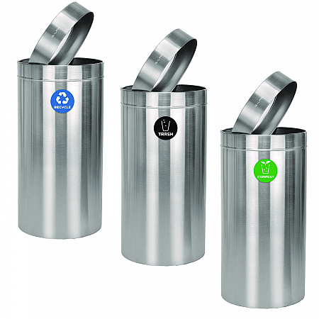 27 Gallon Stainless Steel Compost Bin, Recycling Can and Trash Receptacle, Brushed Stainless Steel (ALP47527RTCO)