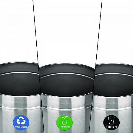 27 Gallon Stainless Steel Compost Bin, Recycling Can and Trash Receptacle, Brushed Stainless Steel (ALP47527RTCO)