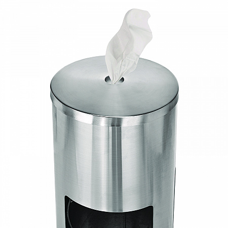 Stainless Steel 7 Gal Trash Can with Gym Disinfecting Wipes Dispenser (ALP4777)