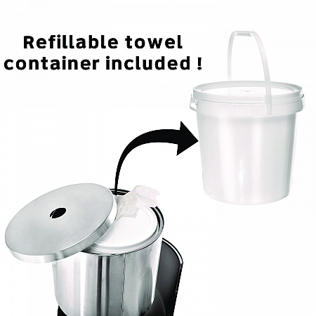 Stainless Steel 7 Gal Trash Can with Gym Disinfecting Wipes Dispenser (ALP4777)