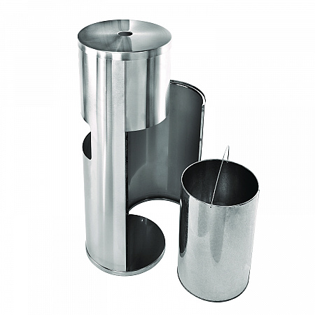 Stainless Steel 7 Gal Trash Can with Gym Disinfecting Wipes Dispenser (ALP4777)
