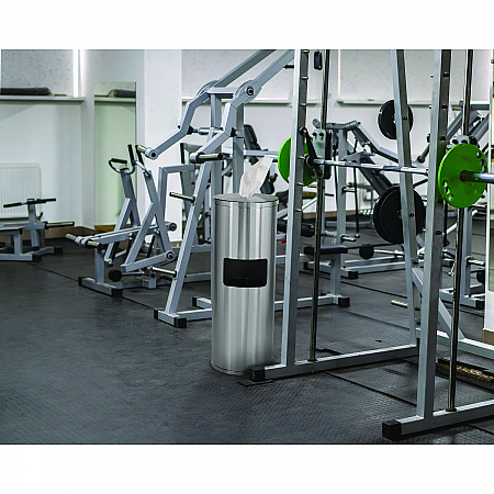 Stainless Steel 7 Gal Trash Can with Gym Disinfecting Wipes Dispenser (ALP4777)