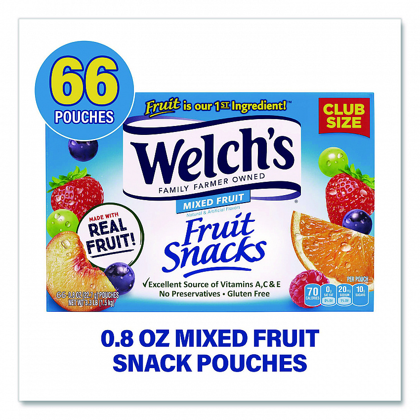 Fruit Snacks, Mixed Fruit, 0.8 oz Pouch, 66 Pouches/Box (20900320)