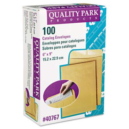 Quality Park Catalog Envelope, #1, Square Flap, Gummed Closure, 6 x 9, Brown Kraft, 100/Box (40767)