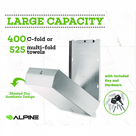 Vertical C-Fold/Multi-Fold Paper Towel Dispenser, 14.5 x 4 x 11.2, Brushed Stainless Steel (ALP480)