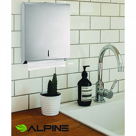 Vertical C-Fold/Multi-Fold Paper Towel Dispenser, 14.5 x 4 x 11.2, Brushed Stainless Steel (ALP480)