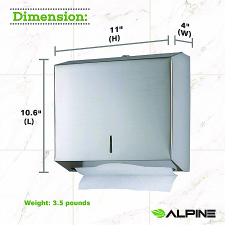 Horizontal C-Fold/Multi-Fold Paper Towel Dispenser, 10.2 x 4 x 11.2, Brushed Nickel (ALP481)