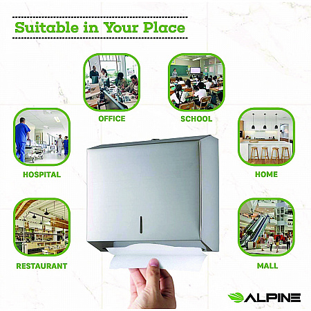 Horizontal C-Fold/Multi-Fold Paper Towel Dispenser, 10.2 x 4 x 11.2, Brushed Nickel (ALP481)