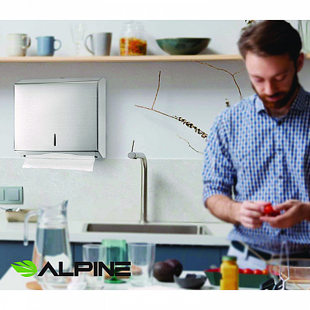 Horizontal C-Fold/Multi-Fold Paper Towel Dispenser, 10.2 x 4 x 11.2, Brushed Nickel (ALP481)
