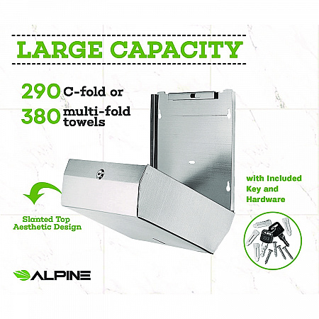 Horizontal C-Fold/Multi-Fold Paper Towel Dispenser, 10.2 x 4 x 11.2, Brushed Nickel (ALP481)