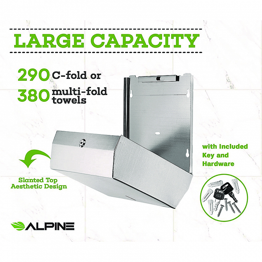 Horizontal C-Fold/Multi-Fold Paper Towel Dispenser, 10.2 x 4 x 11.2, Brushed Nickel (ALP481)