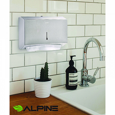 Horizontal C-Fold/Multi-Fold Paper Towel Dispenser, 7.08 x 3.93 x 10.82, Brushed Nickel (ALP481S)