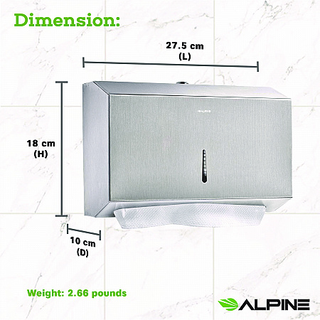Horizontal C-Fold/Multi-Fold Paper Towel Dispenser, 7.08 x 3.93 x 10.82, Brushed Nickel (ALP481S)